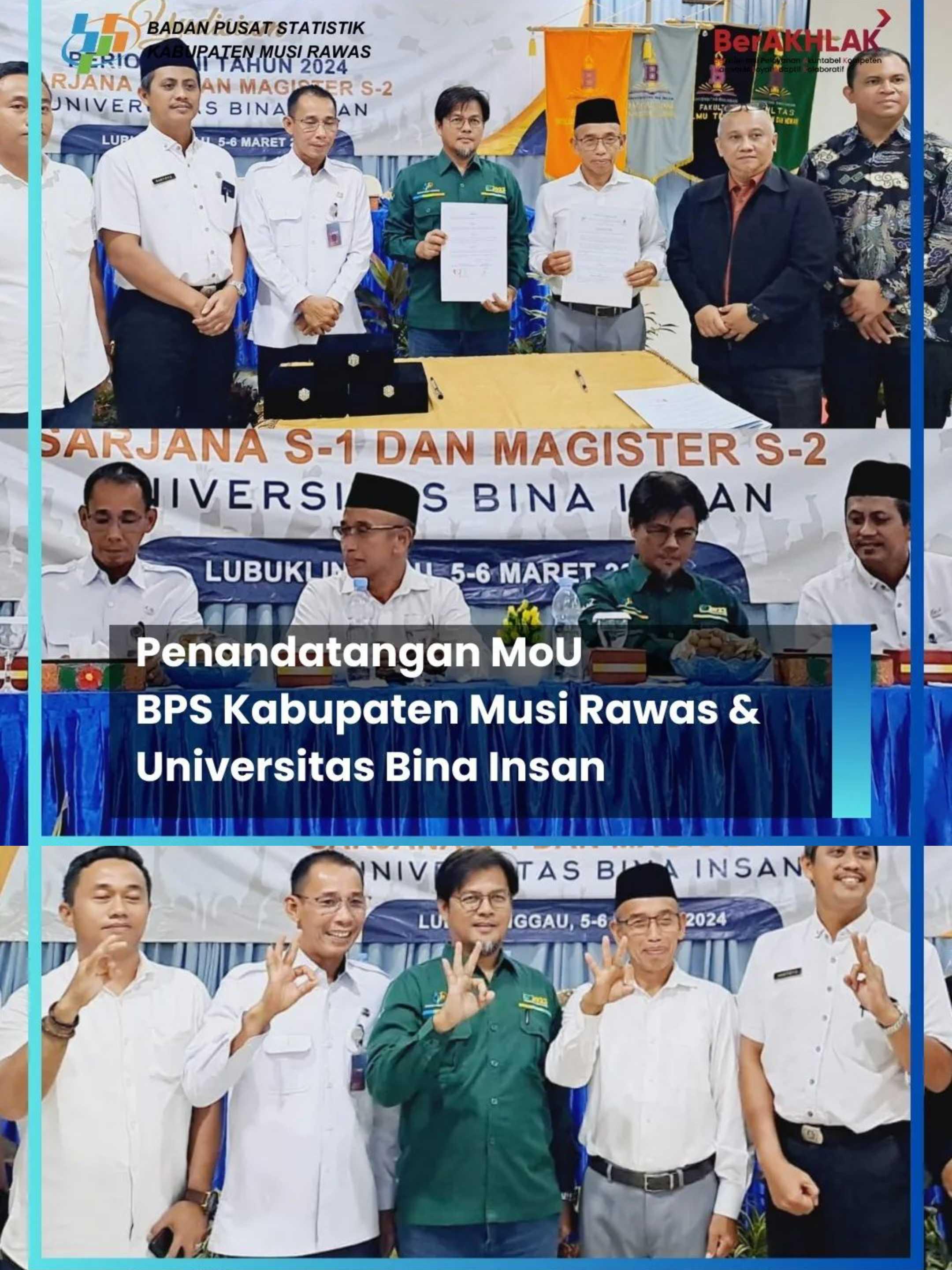 PENANDATANGANAN MoU BPS KABUPATEN MUSI RAWAS DAN UNIVERSITAS BINA INSAN LUBUKLINGGAU